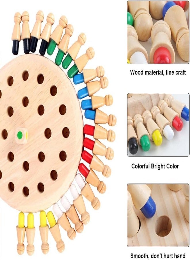 ALMOZA Wooden Memory Chess Game - Alzheimer’s Activities for Seniors, Brain Training Toy for Dementia & Elderly Adults, Color Matching Puzzle with Dice, Wooden Gift for Memory Care & Therapy - Image 2